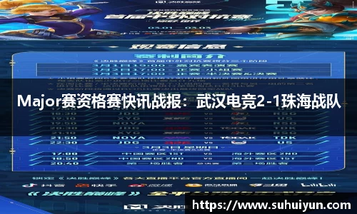 Major赛资格赛快讯战报：武汉电竞2-1珠海战队